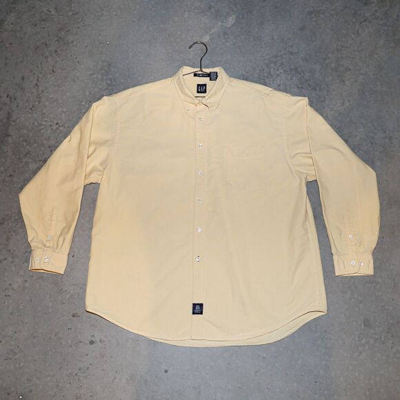 GAP The Big Oxford Yellow Collared Casual Button Down Mens Preppy Shirt Size XL - Picture 1 of 4